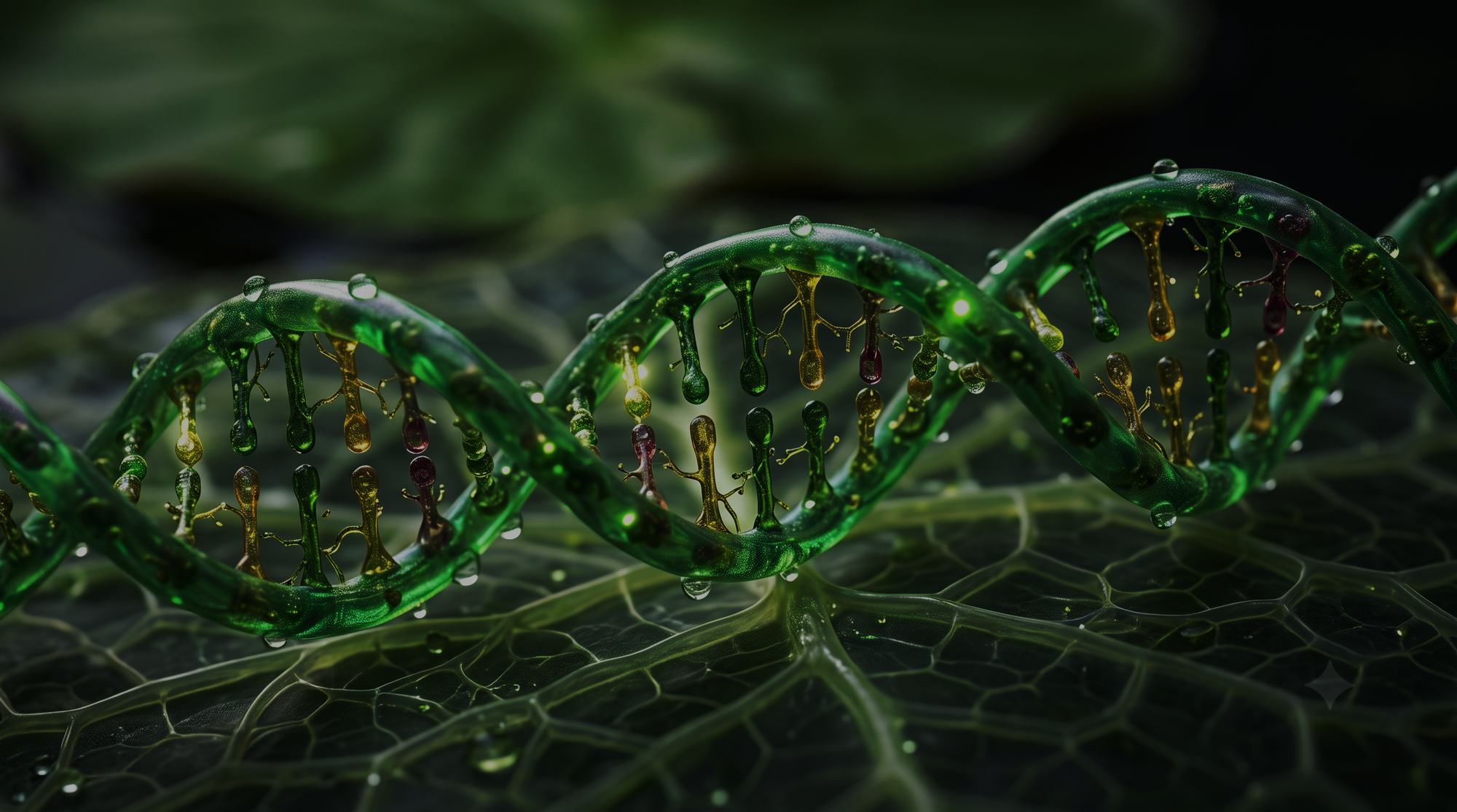 A luminous green helix suspended in a cellular field